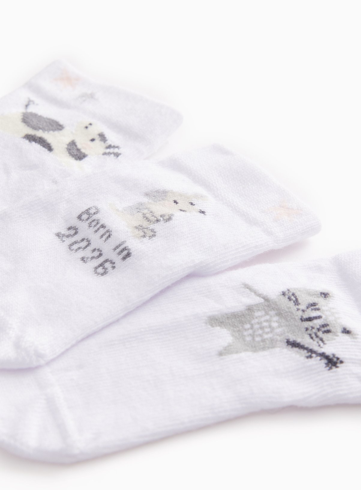 Born In 2026 Design Socks 3 Pack 6-12 months - Image 2 thumbnail